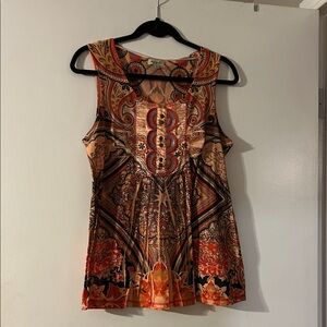 ONE WORLD Orange and Black Sleeveless Blouse